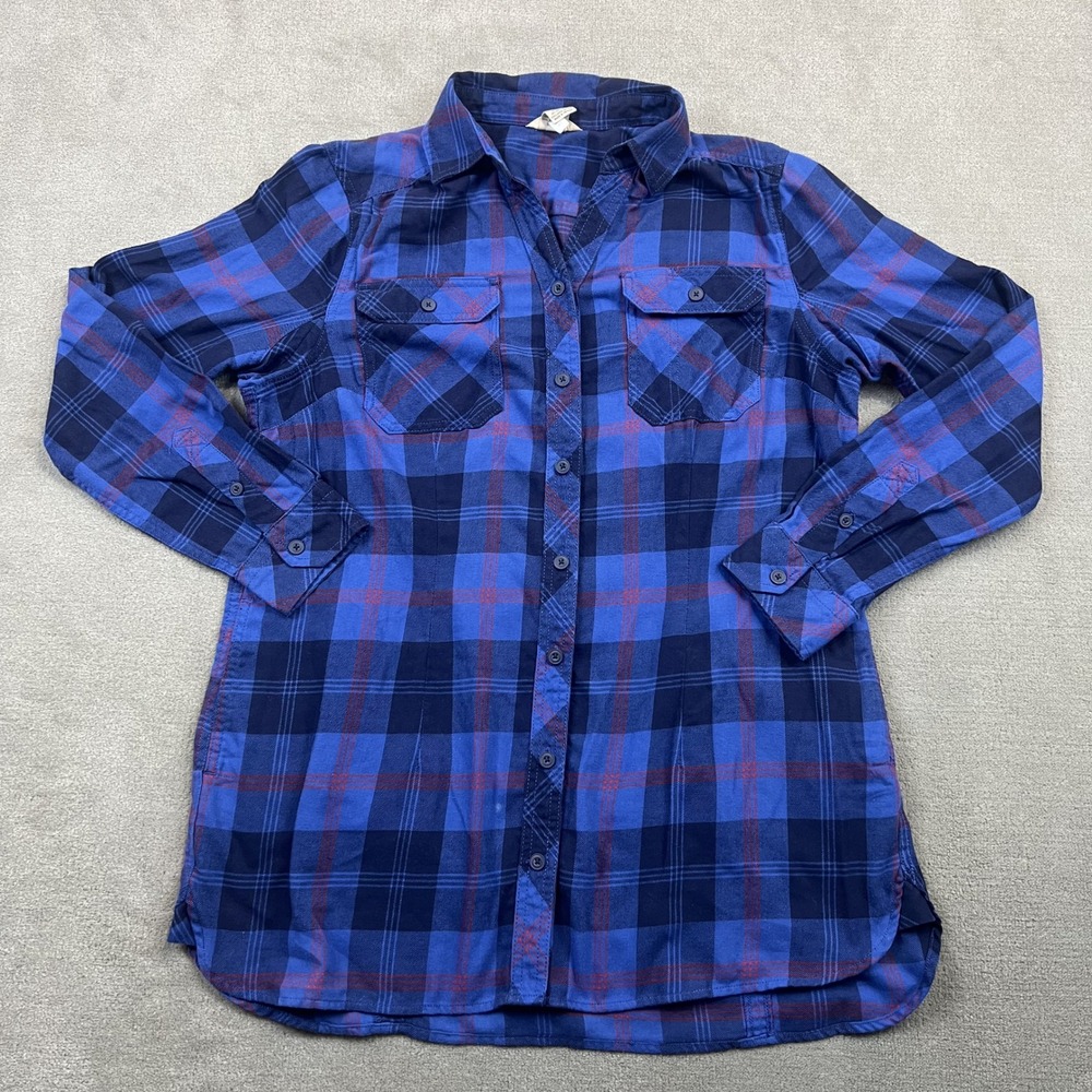 Duluth Trading Co Plaid Shirt Mens Large Blue Flannel Style Long Sleeve Workwear